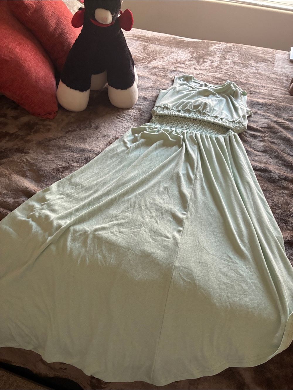 Smocked Waist Mint Green Maxi Skirt — Women's Flowing Summer Skirt